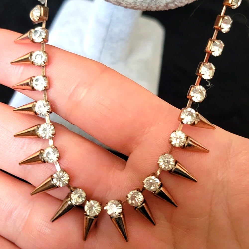 Rose gold rhine stone necklace